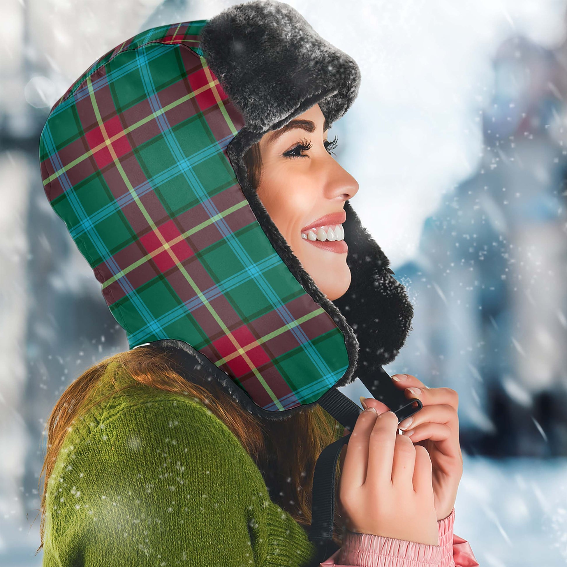 Manitoba Province Canada Tartan Winter Trapper Hat - Tartanvibesclothing