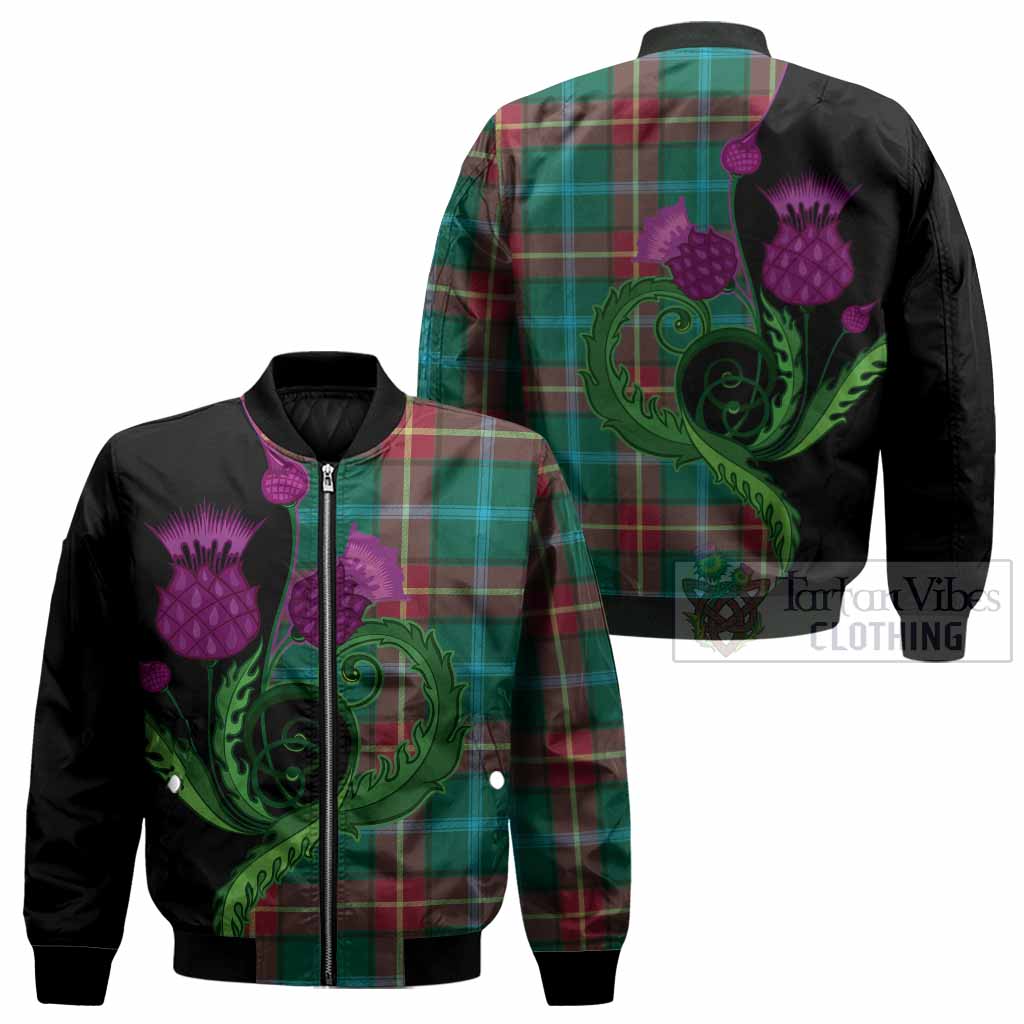 Manitoba Province Canada Tartan Bomber Jacket Traditional Scottish Thistle