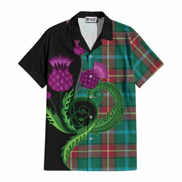 Manitoba Province Canada Tartan Cotton Hawaiian Shirt Traditional Scottish Thistle
