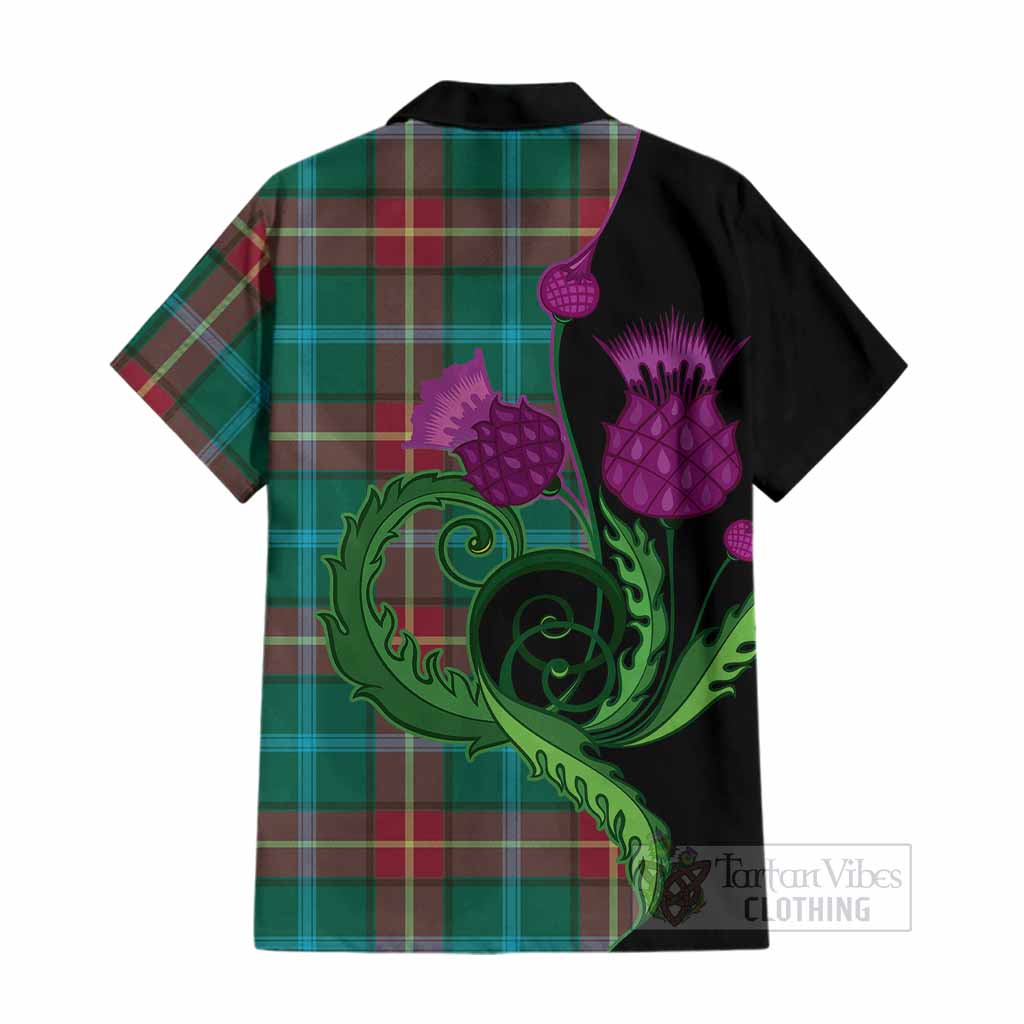 Manitoba Province Canada Tartan Cotton Hawaiian Shirt Traditional Scottish Thistle