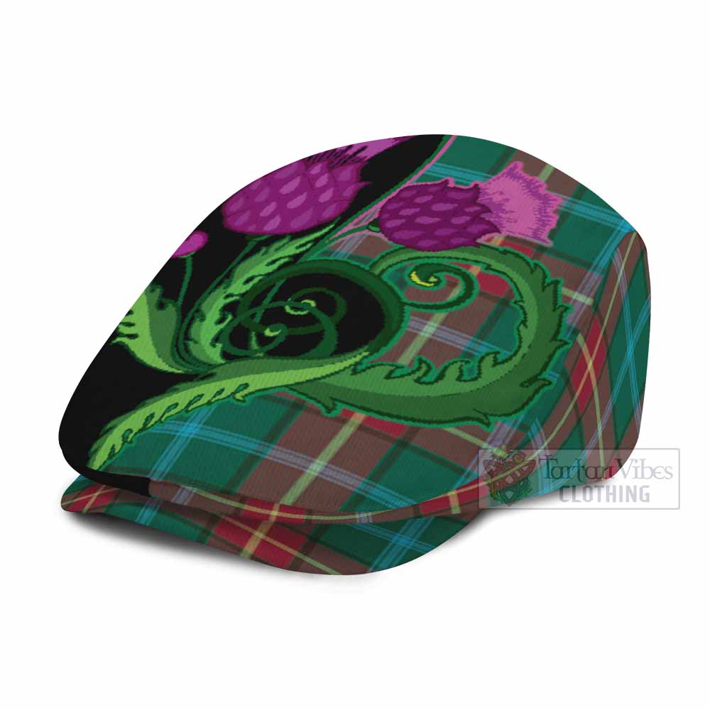 Manitoba Province Canada Tartan Flat Cap, Jeff Cap Traditional Scottish Thistle
