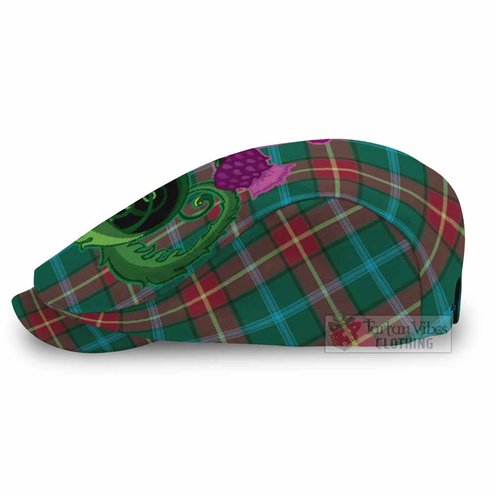 Manitoba Province Canada Tartan Flat Cap, Jeff Cap Traditional Scottish Thistle