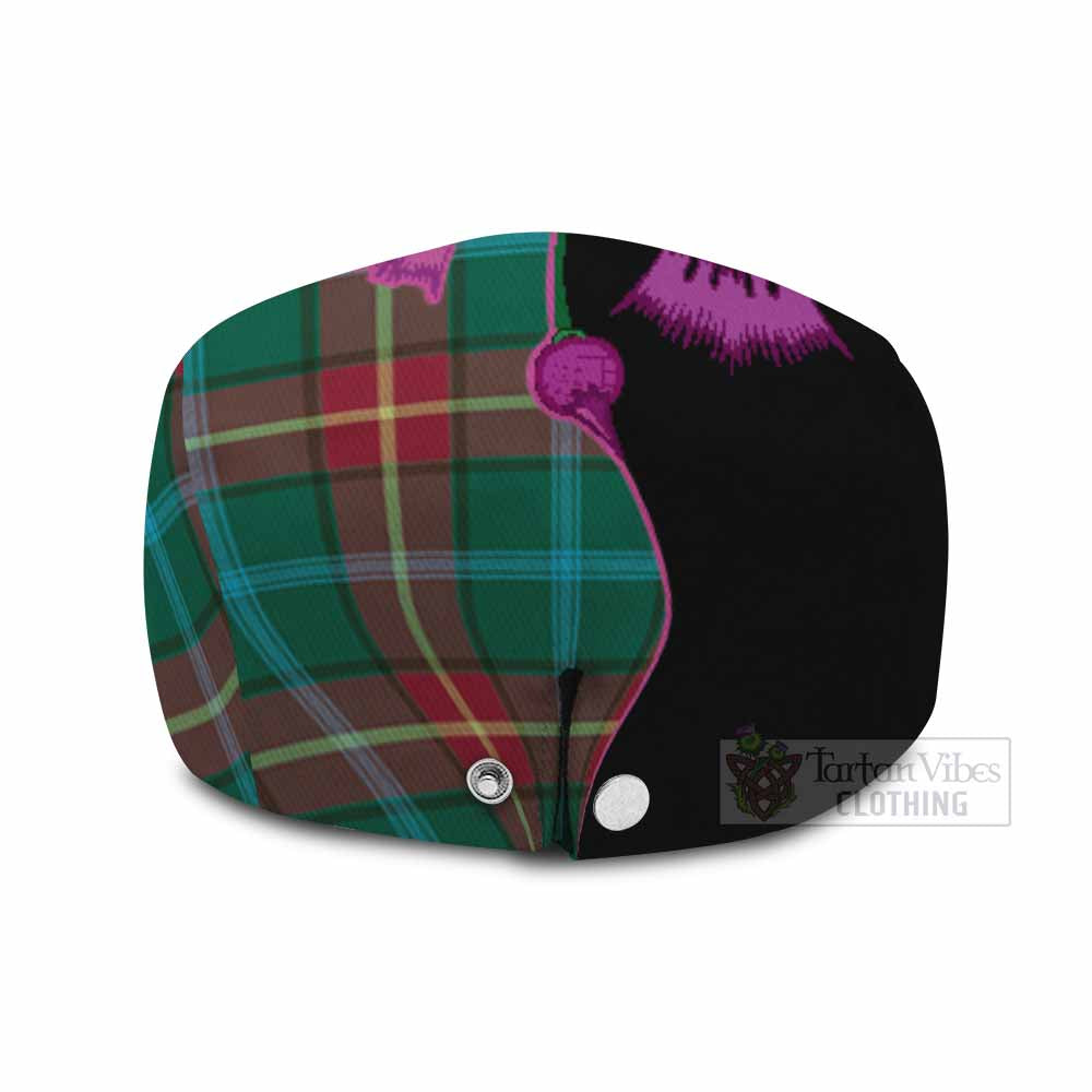 Manitoba Province Canada Tartan Flat Cap, Jeff Cap Traditional Scottish Thistle