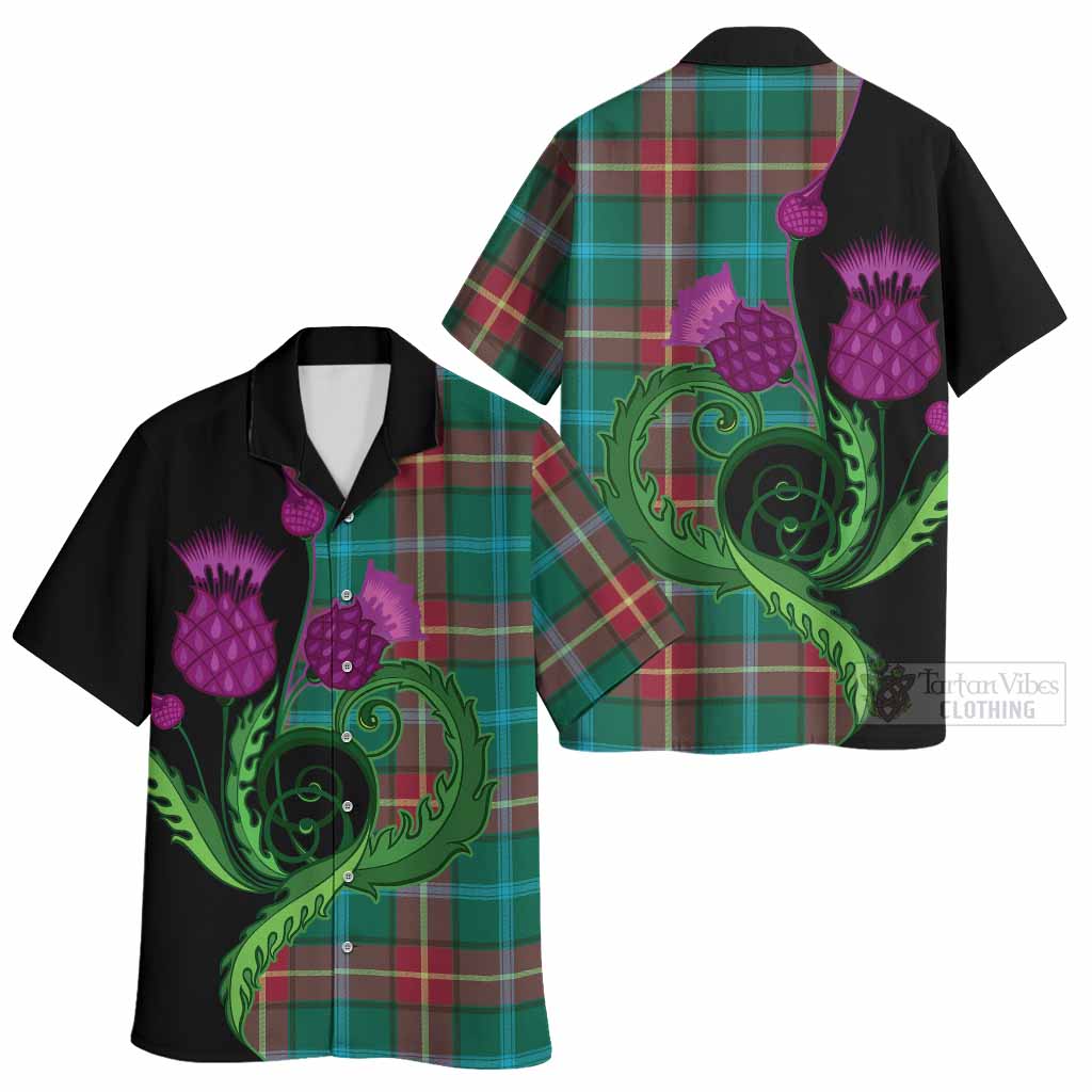 Manitoba Province Canada Tartan Hawaiian Shirt Traditional Scottish Thistle