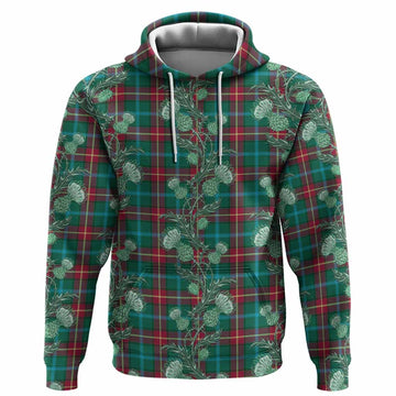 Manitoba Province Canada Tartan Hoodie Seamless Scottish Thistle Flowers