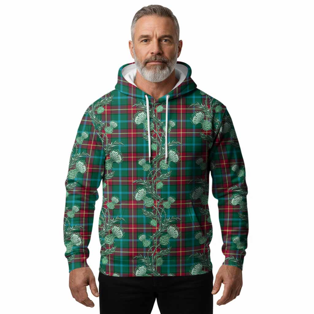 Manitoba Province Canada Tartan Hoodie Seamless Scottish Thistle Flowers