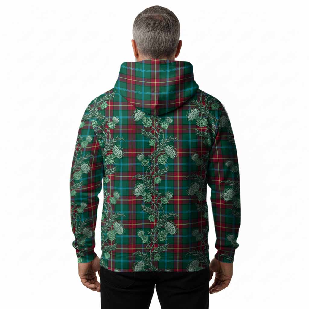 Manitoba Province Canada Tartan Hoodie Seamless Scottish Thistle Flowers