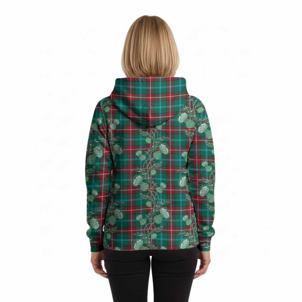 Manitoba Province Canada Tartan Hoodie Seamless Scottish Thistle Flowers