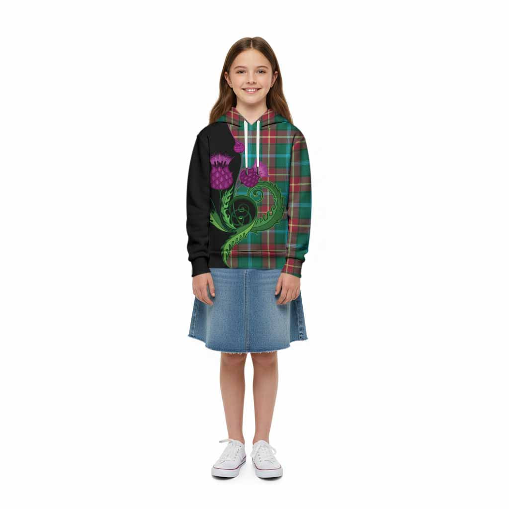 Manitoba Province Canada Tartan Kid Hoodie Traditional Scottish Thistle
