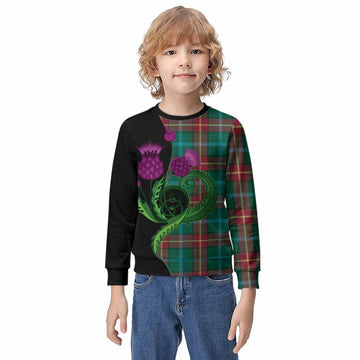 Manitoba Province Canada Tartan Kid Knitted Sweatshirt Traditional Scottish Thistle
