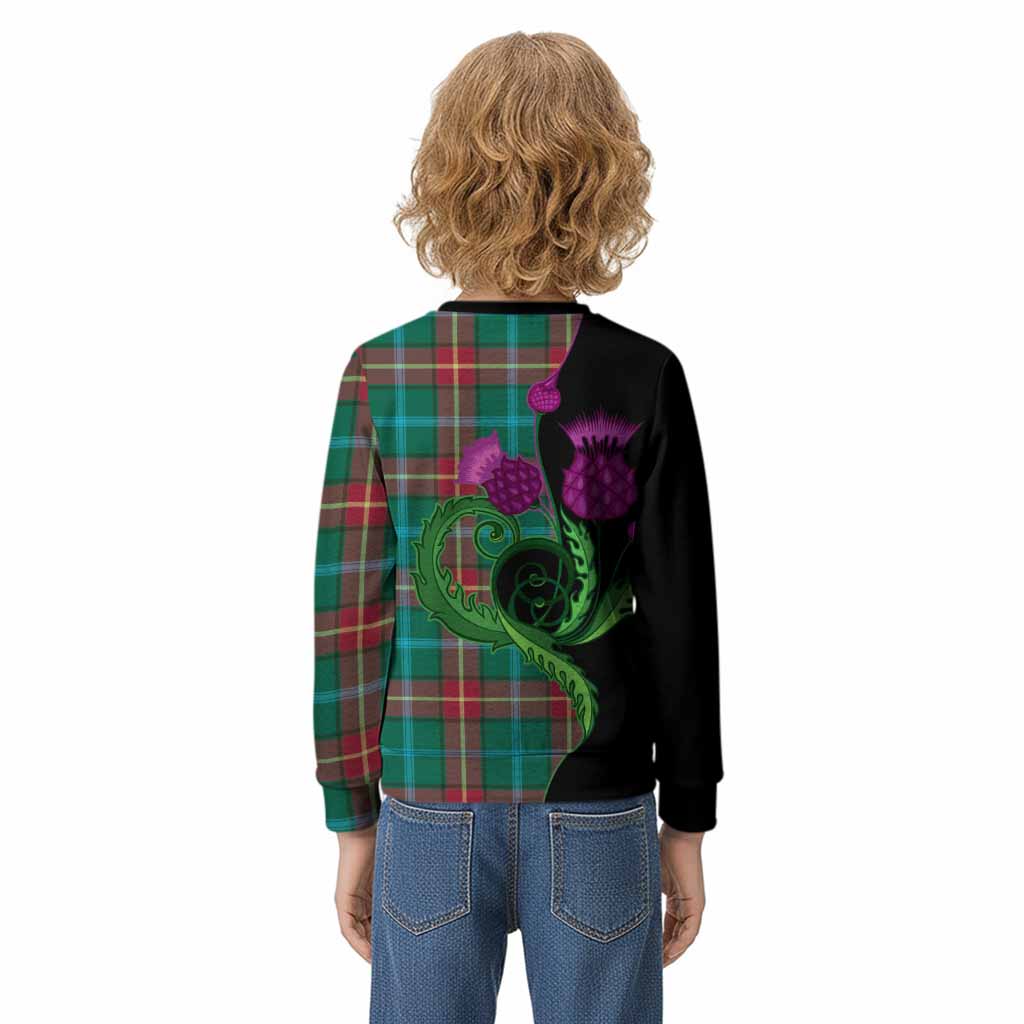 Manitoba Province Canada Tartan Kid Knitted Sweatshirt Traditional Scottish Thistle