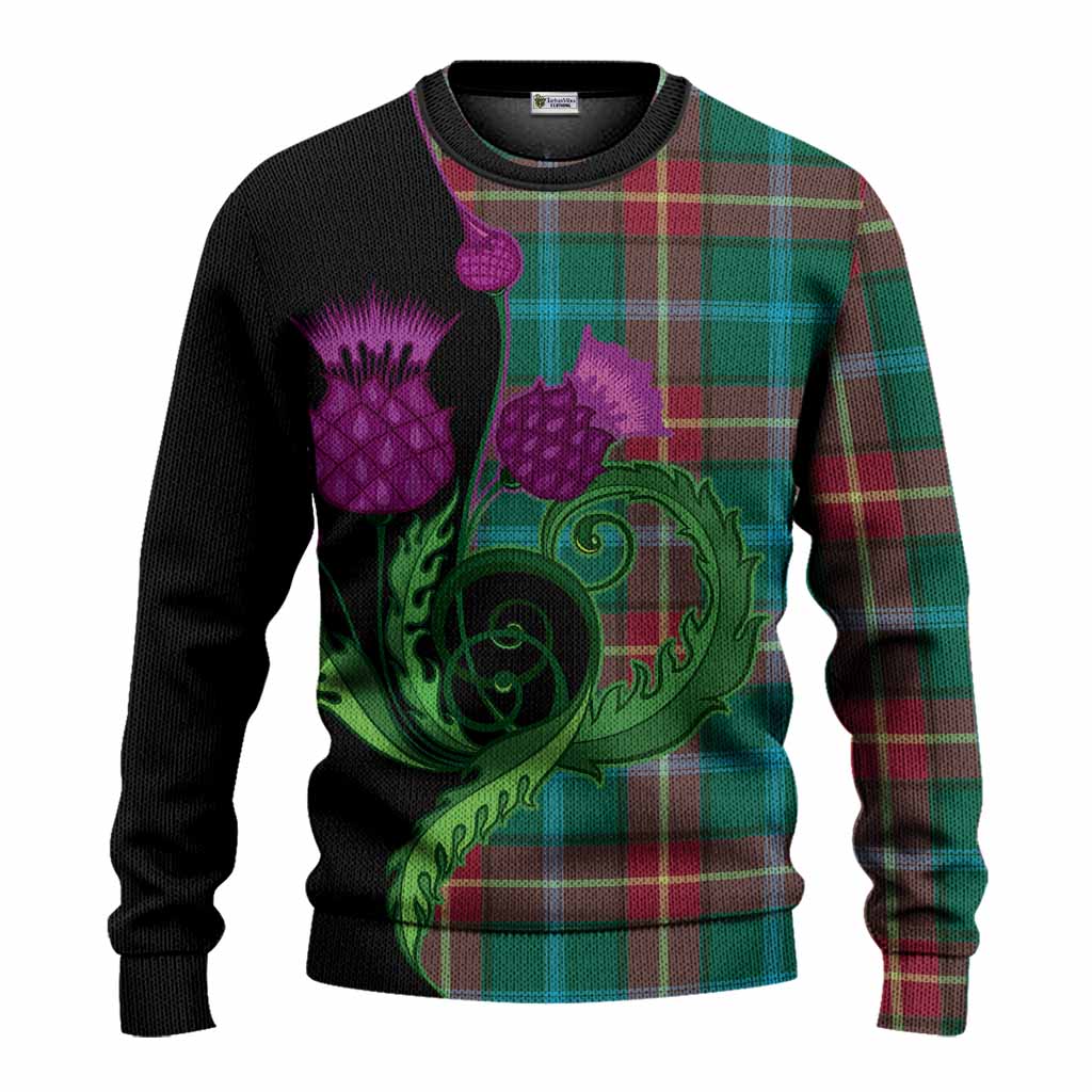 Manitoba Province Canada Tartan Knitted Sweater Traditional Scottish Thistle