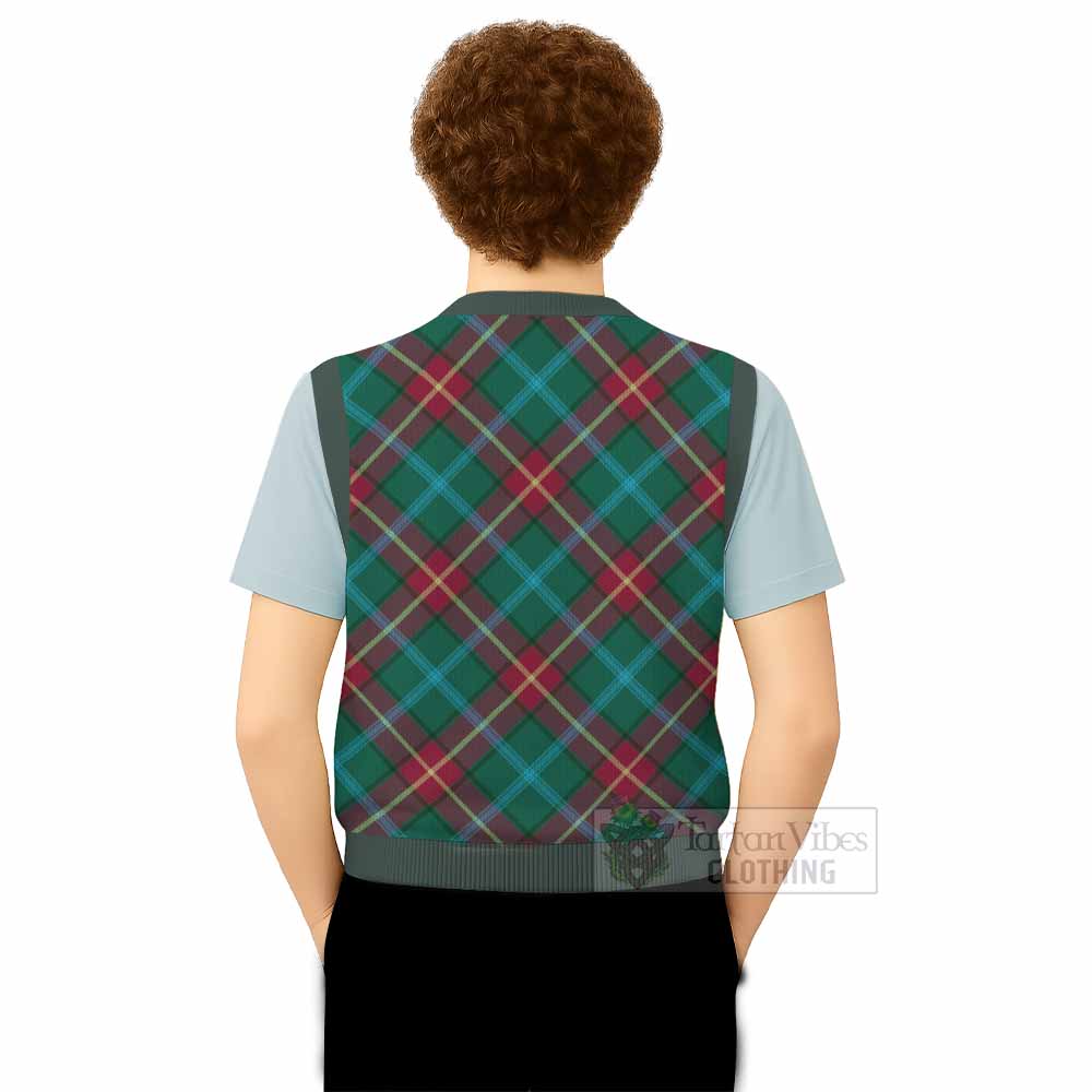 Manitoba Province Canada Tartan  Knitted V-Neck Vest Cross Style