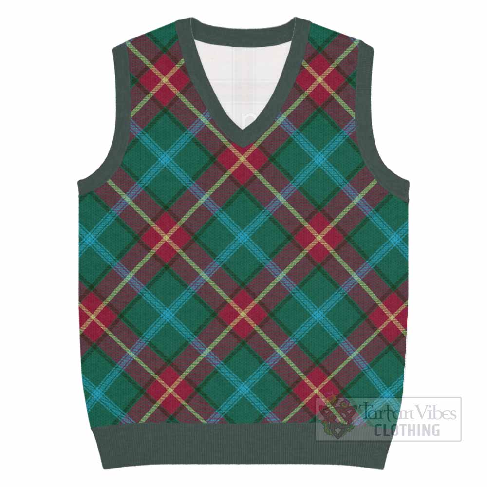 Manitoba Province Canada Tartan  Knitted V-Neck Vest Cross Style