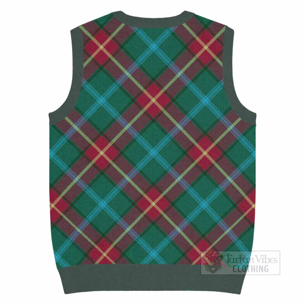 Manitoba Province Canada Tartan  Knitted V-Neck Vest Cross Style