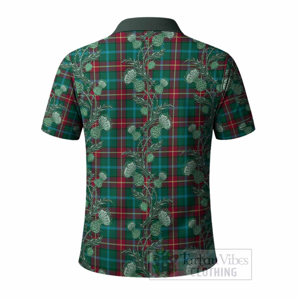 Manitoba Province Canada Tartan Polo Shirt Seamless Scottish Thistle Flowers