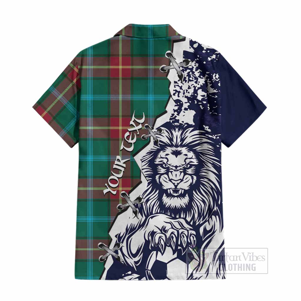 Manitoba Province Canada Tartan Scottish Cotton Hawaiian Shirt Angry Lion With Soccer Ball Style