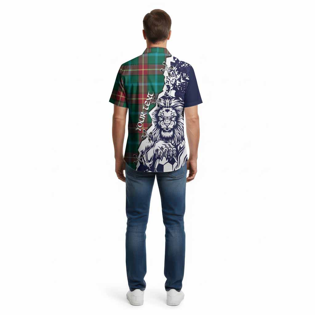 Manitoba Province Canada Tartan Scottish Cotton Hawaiian Shirt Angry Lion With Soccer Ball Style