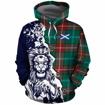 Manitoba Province Canada Tartan Scottish Cotton Hoodie Angry Lion With Soccer Ball Style