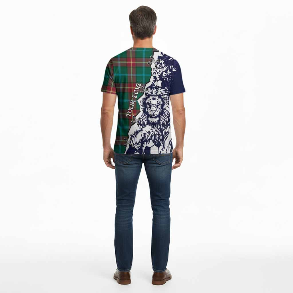 Manitoba Province Canada Tartan Scottish Cotton T-shirt Angry Lion With Soccer Ball Style