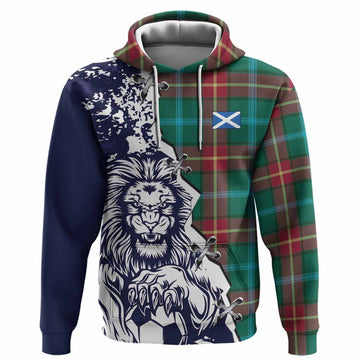 Manitoba Province Canada Tartan Scottish Hoodie Angry Lion With Soccer Ball Style