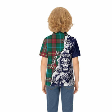 Manitoba Province Canada Tartan Scottish Kid Polo Shirt Angry Lion With Soccer Ball Style