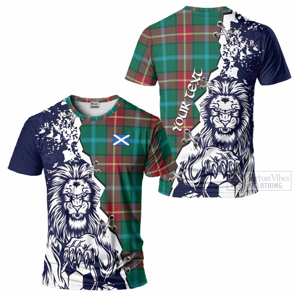 Manitoba Province Canada Tartan Scottish T-Shirt Angry Lion With Soccer Ball Style