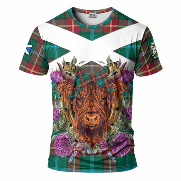 Manitoba Province Canada Tartan T-Shirt Scottish Thistle Heilan Coo