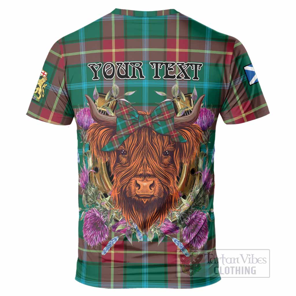 Manitoba Province Canada Tartan T-Shirt Scottish Thistle Heilan Coo
