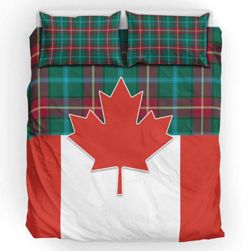 Manitoba Tartan Bedding Set Canada Maple Leaf Half Style UK Bedding Set UK King 91*87 inch - Tartan Vibes Clothing