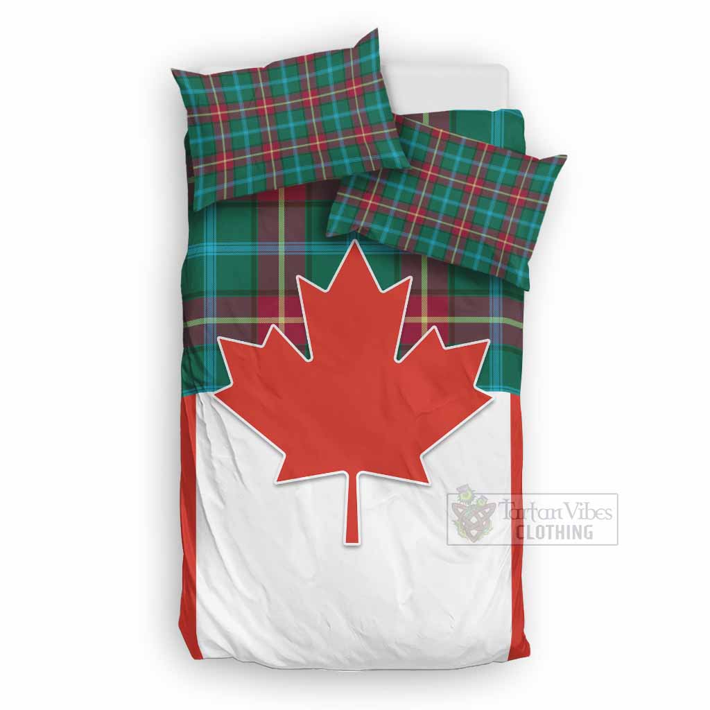 Manitoba Tartan Bedding Set Canada Maple Leaf Half Style UK Bedding Set UK Double 79*79 inch - Tartan Vibes Clothing