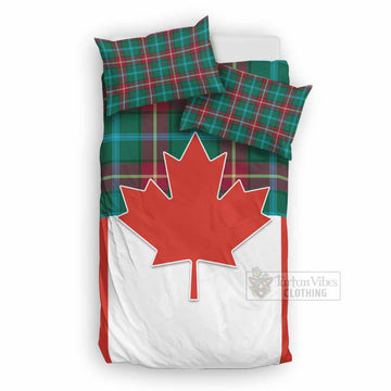 Manitoba Tartan Bedding Set Canada Maple Leaf Half Style UK Bedding Set UK Double 79*79 inch - Tartan Vibes Clothing