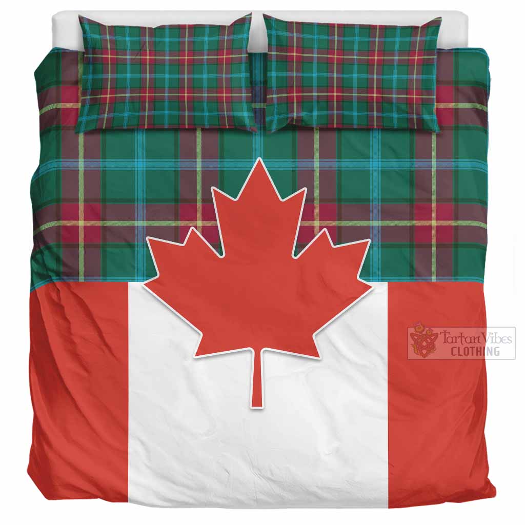 Manitoba Tartan Bedding Set Canada Maple Leaf Half Style UK Bedding Set UK Super King 104*94 inch - Tartan Vibes Clothing