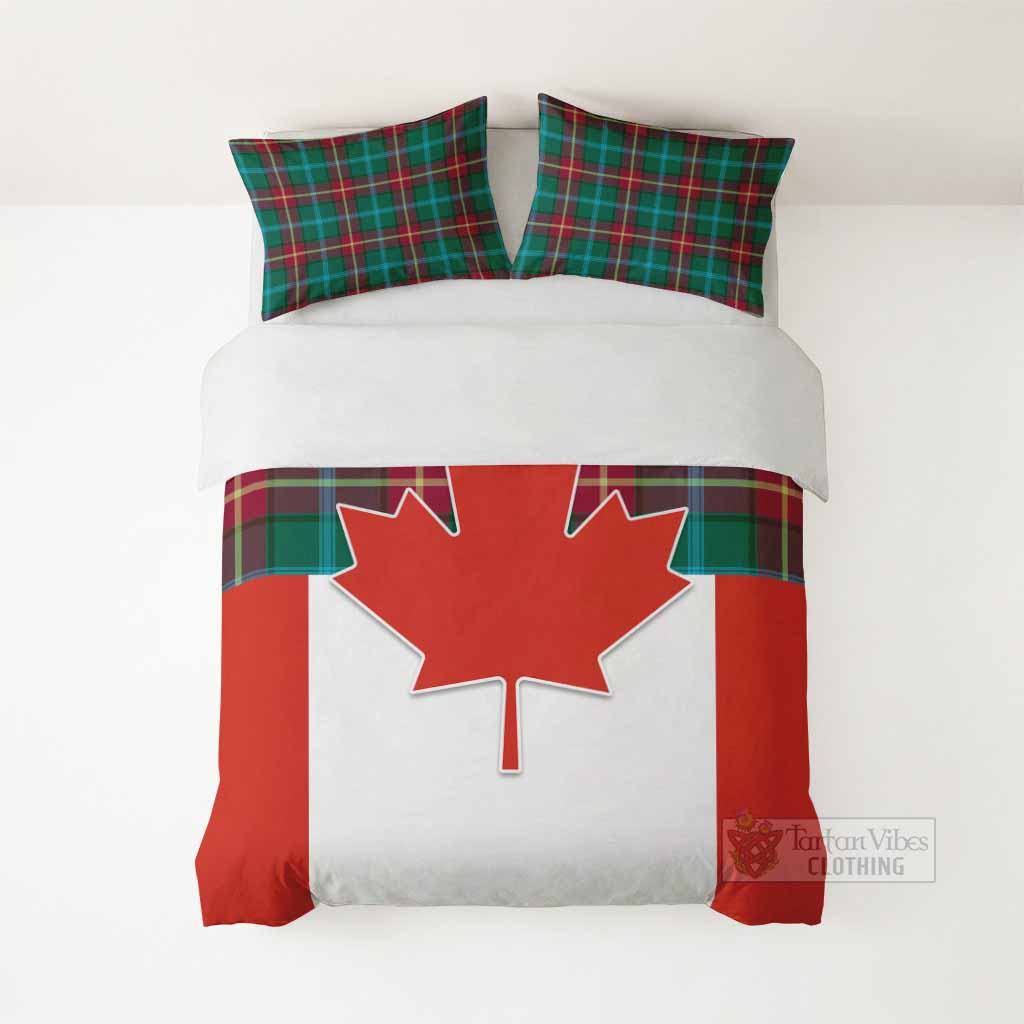 Manitoba Tartan Bedding Set Canada Maple Leaf Half Style - Tartan Vibes Clothing