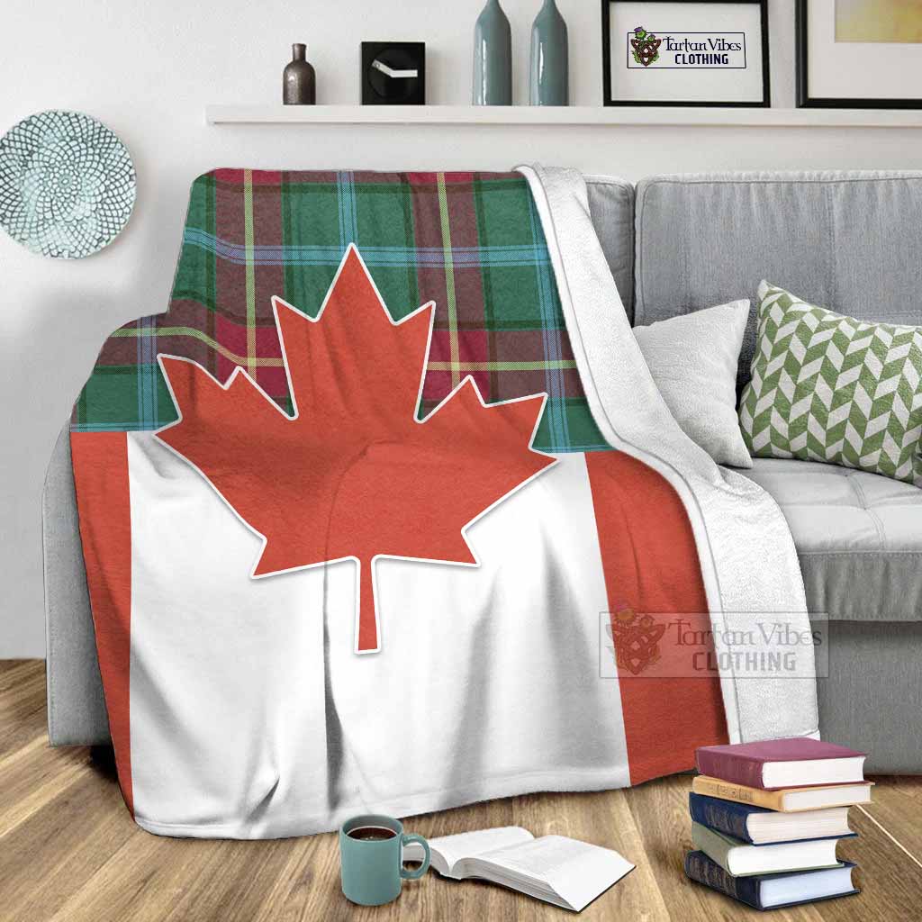 Manitoba Tartan Blanket Canada Maple Leaf Half Style - Tartan Vibes Clothing