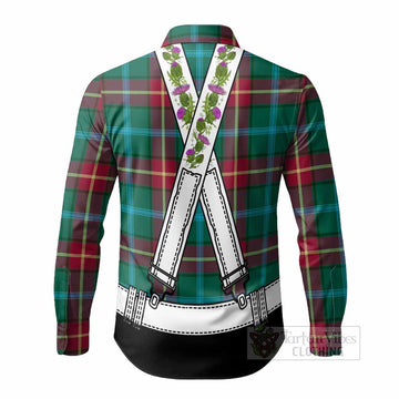 Manitoba Tartan Lederhosen Costume Long Sleeve Button Shirts Scotland Thistle Floral