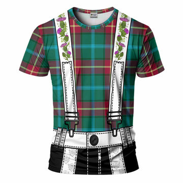 Manitoba Tartan Lederhosen Costume T-Shirt Scotland Thistle Floral