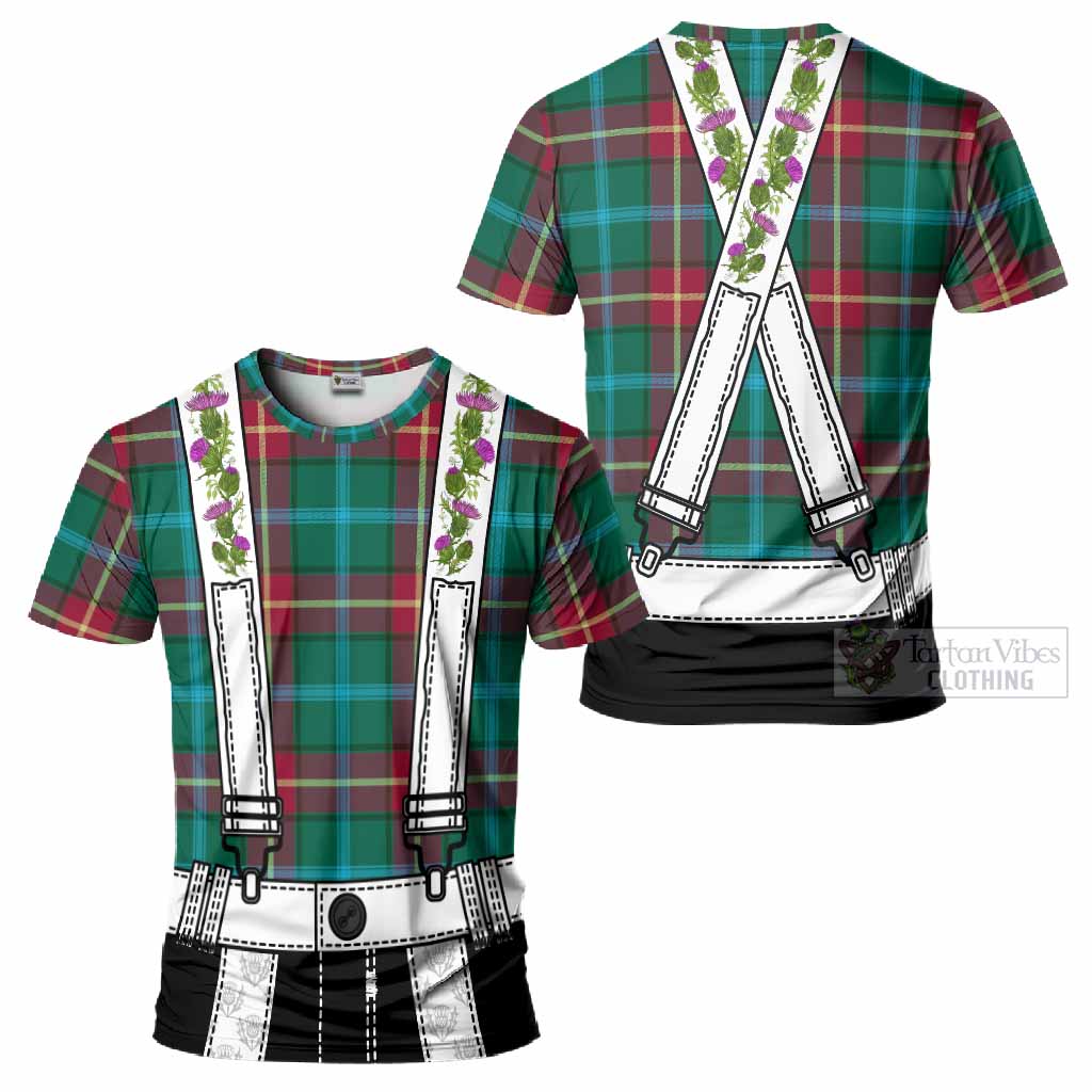 Manitoba Tartan Lederhosen Costume T-Shirt Scotland Thistle Floral