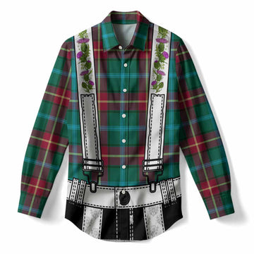 Manitoba Tartan Lederhosen Costume Women Casual Shirt Scotland Thistle Floral