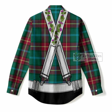 Manitoba Tartan Lederhosen Costume Women Casual Shirt Scotland Thistle Floral