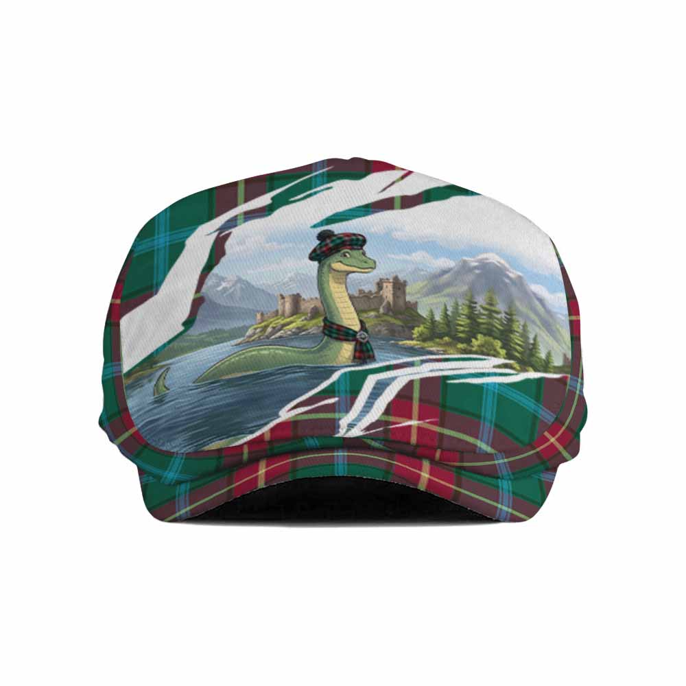 Manitoba Tartan Loch Ness Monster Scottish Heritage Art Flat Cap, Jeff Cap