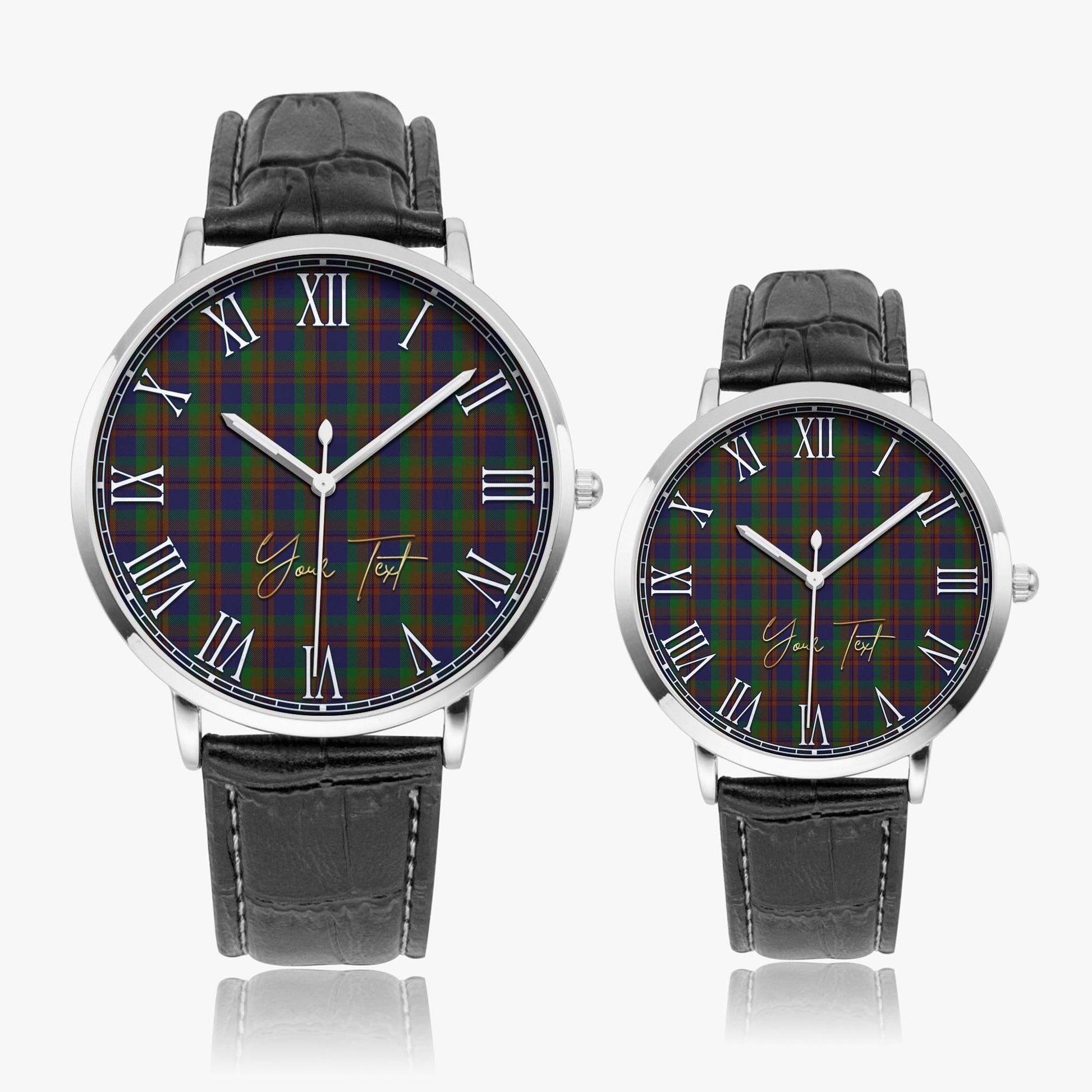 Mann Tartan Personalized Your Text Leather Trap Quartz Watch - Tartan Vibes Clothing
