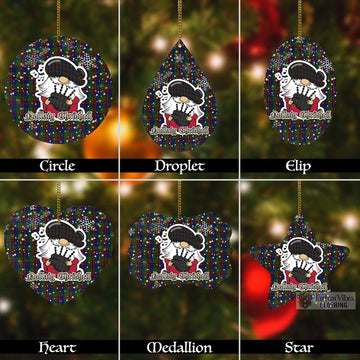 Mann Tartan Christmas Aluminium Ornament with Scottish Gnome Playing Bagpipes Aluminium - Tartan Vibes Clothing