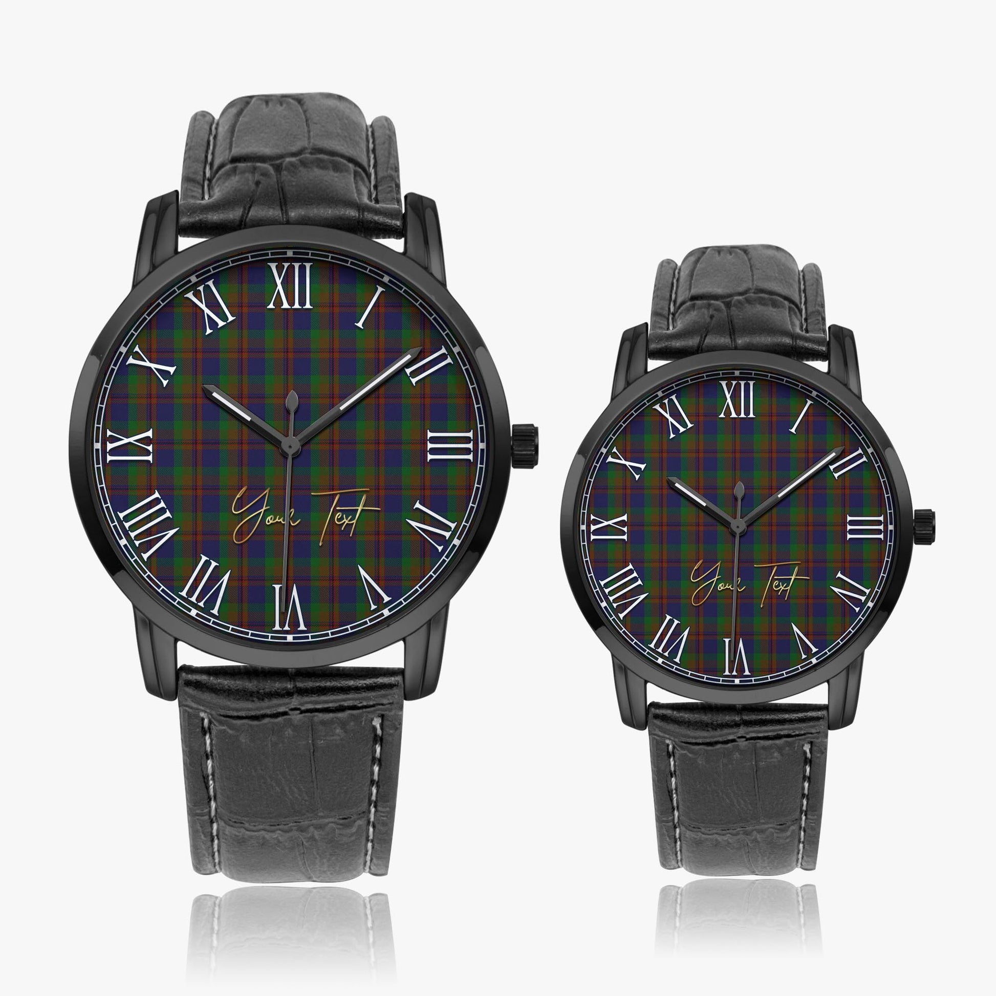 Mann Tartan Personalized Your Text Leather Trap Quartz Watch Wide Type - Tartan Vibes Clothing
