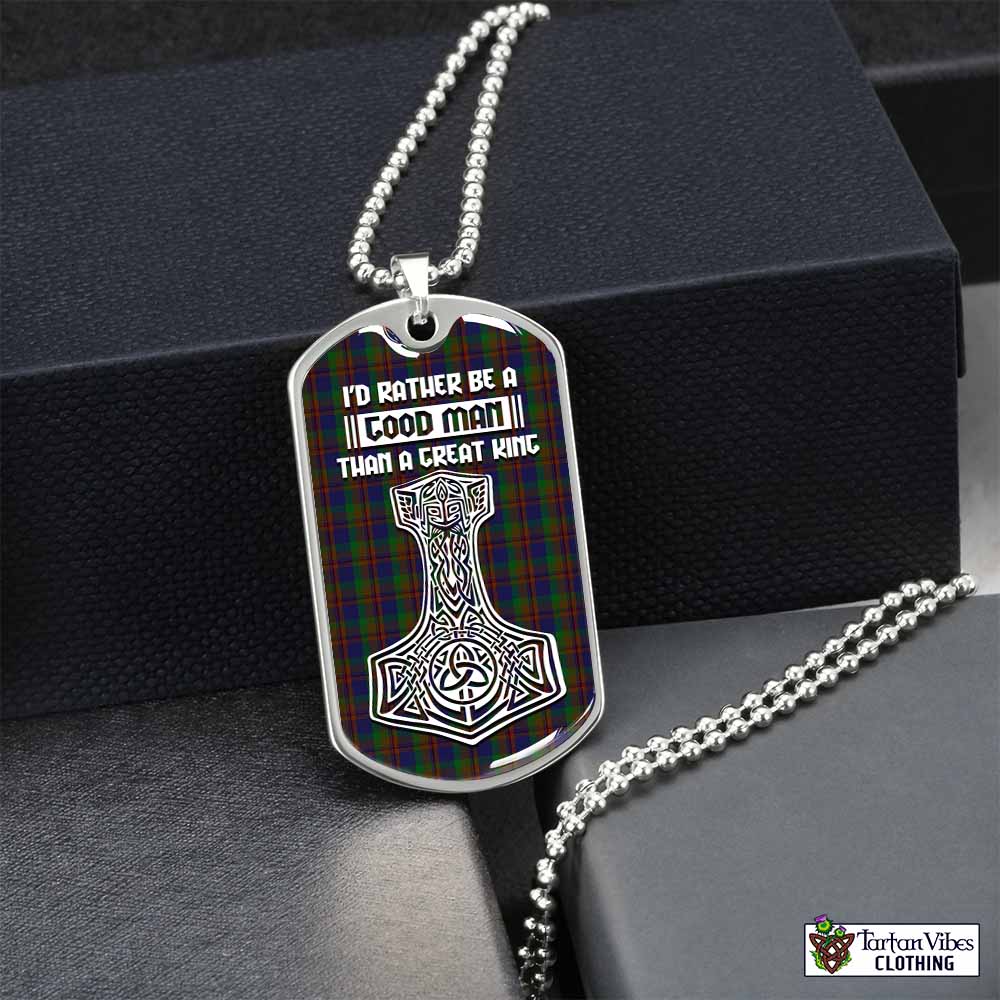 Mann Tartan Dog Tag Necklace Viking Mjolnir Style Silver No - Tartan Vibes Clothing