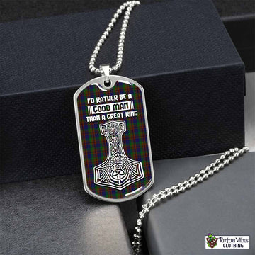 Tartan Vibes Clothing Mann Tartan Dog Tag Necklace Viking Mjolnir Style