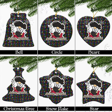 Mann Tartan Christmas Ceramic Ornaments with Scottish Gnome Playing Bagpipes Ceramic - Tartan Vibes Clothing