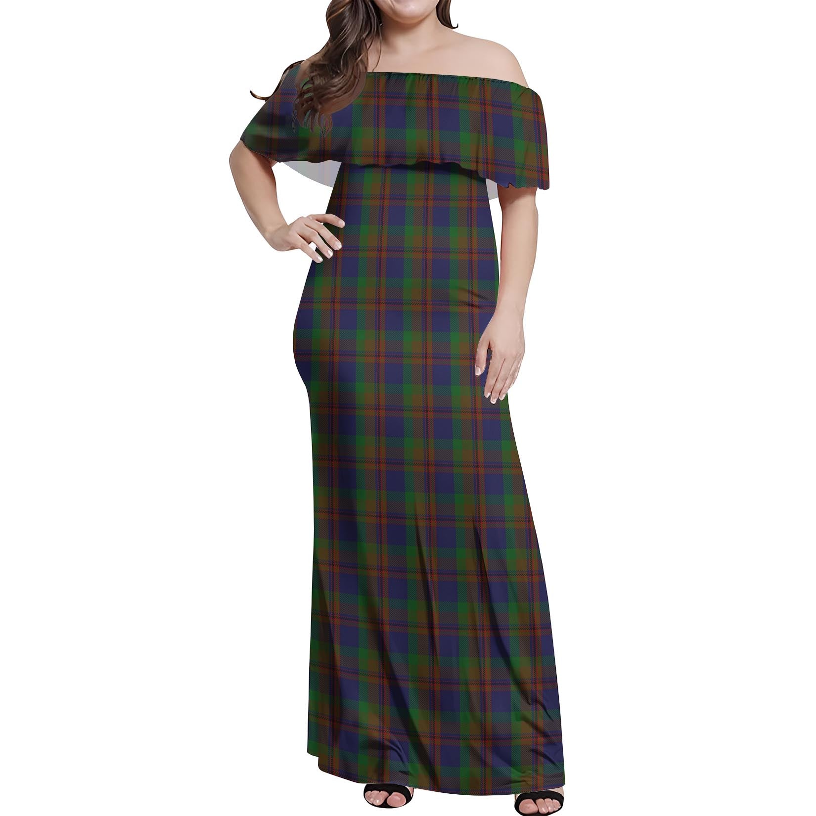 Mann Tartan Off Shoulder Long Dress Women's Dress - Tartan Vibes Clothing