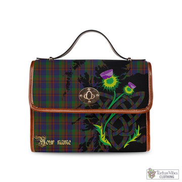 Tartan Vibes Clothing Mann Tartan Waterproof Canvas Bag with Scotland Map and Thistle Celtic Accents
