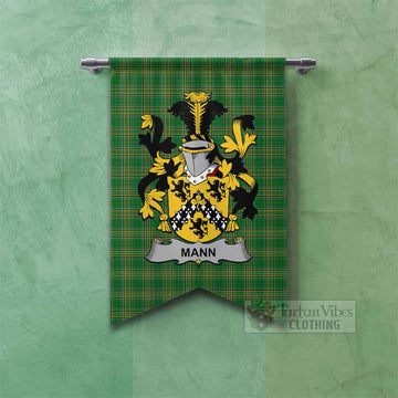 Mann Irish Clan Tartan Gonfalon, Tartan Banner with Coat of Arms